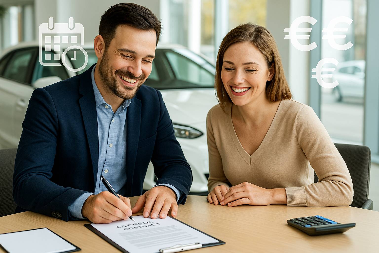 Immagine rappresentativa del contratto di noleggio lungo termine, che simboleggia chiarezza, trasparenza e sicurezza nella gestione dell’auto a noleggio.